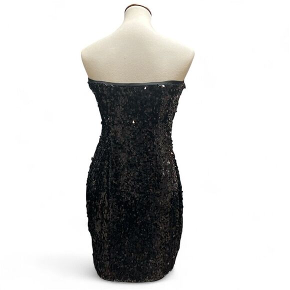 NWT Aidan Mattox Strapless Black Sequin Mini Dress – Size 6 - Picture 3 of 11